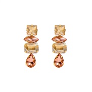 ( champagne)fashion brief colorful diamond series geometry glass diamond super fully-jewelled earring trend occidental 