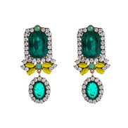 ( green)occidental style luxurious fashion palace wind Alloy diamond earrings personality high geometry Earring woman