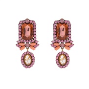 (red )occidental style luxurious fashion palace wind Alloy diamond earrings personality high geometry Earring woman