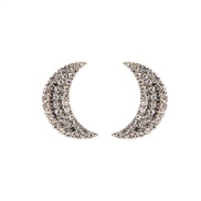 ( white) exaggerating brilliant Rhinestone Moon earrings female fashion crystal earrings