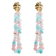 (blue )occidental style fashion handmade beads color gravel earrings long style tassel winds silver Earring woman