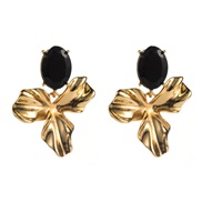 ( black )occidental style retro temperament exaggerating flowers earrings creative silver diamond resin high Earring