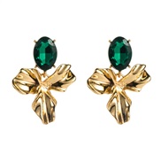 ( green )occidental style retro temperament exaggerating flowers earrings creative silver diamond resin high Earring