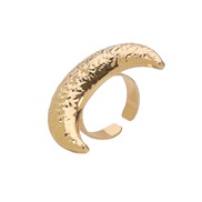 ( Gold)R occidental style fashion personalityins wind Metal ring  retro exaggerating fashion Moon opening