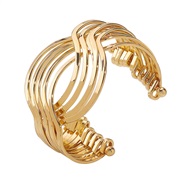 ( Gold)occidental style high geometry multilayer opening bangle ins exaggerating width