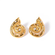 ( Gold)occidental style fashion temperament samll personality Earring  retro leisure wind diamond Metal ear stud