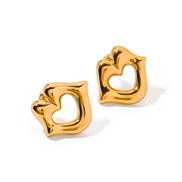 ( Gold)E occidental style all-Purpose temperamentins wind earrings  retro fashion high lips ear stud woman