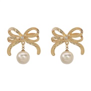 ( Gold)EowEarings bow Pearl ear stud  sweet wind brief samll earrings