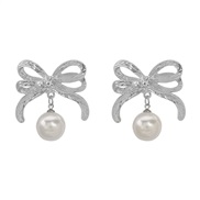 ( White k)EowEarings bow Pearl ear stud  sweet wind brief samll earrings