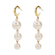 ( Gold)E Pearl long style tassel earrings woman  retro palace wind temperament elegant all-Purpose