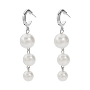 ( White K)E Pearl long style tassel earrings woman  retro palace wind temperament elegant all-Purpose