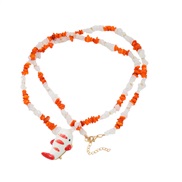 ( orange)summer new occidental style exaggerating necklace woman ceramic pendant Bohemian stylenecklace