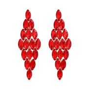 ( red)super claw chain colorful diamond earrings lady fully-jewelled rhombus ear stud occidental style Earring brideear