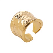 ( Gold)R Metal width surface ring  brief wind personality Irregular opening