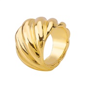 ( Gold)R occidental styleins wind retro pattern wave width surface ring  fashion samll