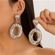 ( 1  White k 325 )occidental style     Irregular Earring earrings woman ins exaggerating summer big circle ear stud