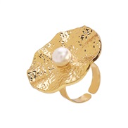 ( Gold)R retro Metal wind Pearl Round temperament ear stud  high elegant all-Purpose ring