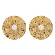 ( Gold)R retro Metal wind Pearl Round temperament ear stud  high elegant all-Purpose ring