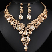 (coffeeg )occidental style necklace earrings set high three bride