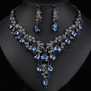 (blue )occidental style necklace earrings set high three bride