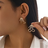 ( 6  Gold 3292)occidental style Irregular Stripe ear stud woman  fashion geometry twining Metal Earringearrings