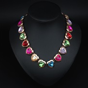 ( Color) occidental style textured love gem mosaic short style clavicle necklace lady fashion