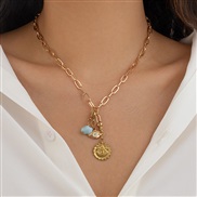 ( 5  Gold 6656)occidental styleins Metal more eyes tassel clavicle necklace woman  brief heart-shaped embed