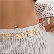 ( 3  Gold 1656)occidental style imitate Pearl flowers chainbody chain wind Metal chain chain