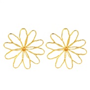 ( Gold) exaggerating fashion hollow all-Purpose Alloy flowers ear stud creative brief day style