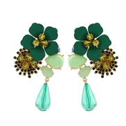 ( green)resin flowers beads diamond Autumn and Winter retro earrings woman