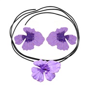 (purple)flowers petal necklace earrings set