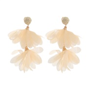 ( white)flowers temperament tassel Cloth earrings handmade samll color geometry Round petal Earring occidental style