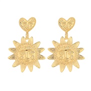 ( Gold)personality trend brief sun flower pendant love earring exaggerating earrings woman samll all-Purpose