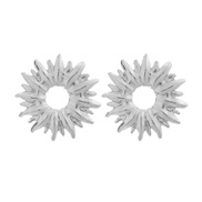 ( Silver)occidental style three-dimensional textured sun flower earrings  brief elegant more hollow ear stud