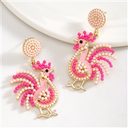 ( Pink)occidental style color enamel animal earrings  creative cartoon diamond Earring