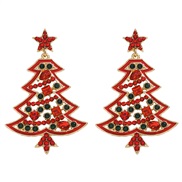 ( red) occidental style christmas series fashion christmas tree earrings  colorful diamond hollow Five-pointed star earr