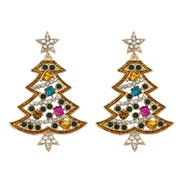 ( yellow) occidental style christmas series fashion christmas tree earrings  colorful diamond hollow Five-pointed star 