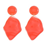 ( red) occidental style fashion brief geometry earrings  personality lady all-Purpose three-dimensional pure color resin