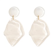 ( white) occidental style fashion brief geometry earrings  personality lady all-Purpose three-dimensional pure color re