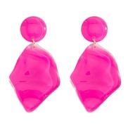 ( rose Red) occidental style fashion brief geometry earrings  personality lady all-Purpose three-dimensional pure color