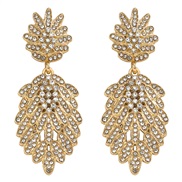 ( white)occidental style fashion wind leaves colorful diamond earrings high lady wedding fully-jewelled Earring