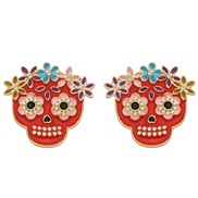 ( red)occidental style Halloween skull earrings personality enamel lovely flowers skull Earring