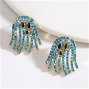 ( Malachite blue )occidental style creative personality earrings Halloween series fully-jewelled Earring