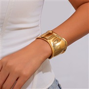 ( 1  Gold 2528)occidental styleins exaggerating surface geometry Alloy width bangle  personality Irregular beads bracel